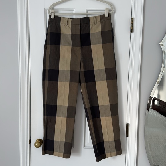 Theory High-Rise Straight Pant in Check Silk-Cotton - Picture 7 of 12